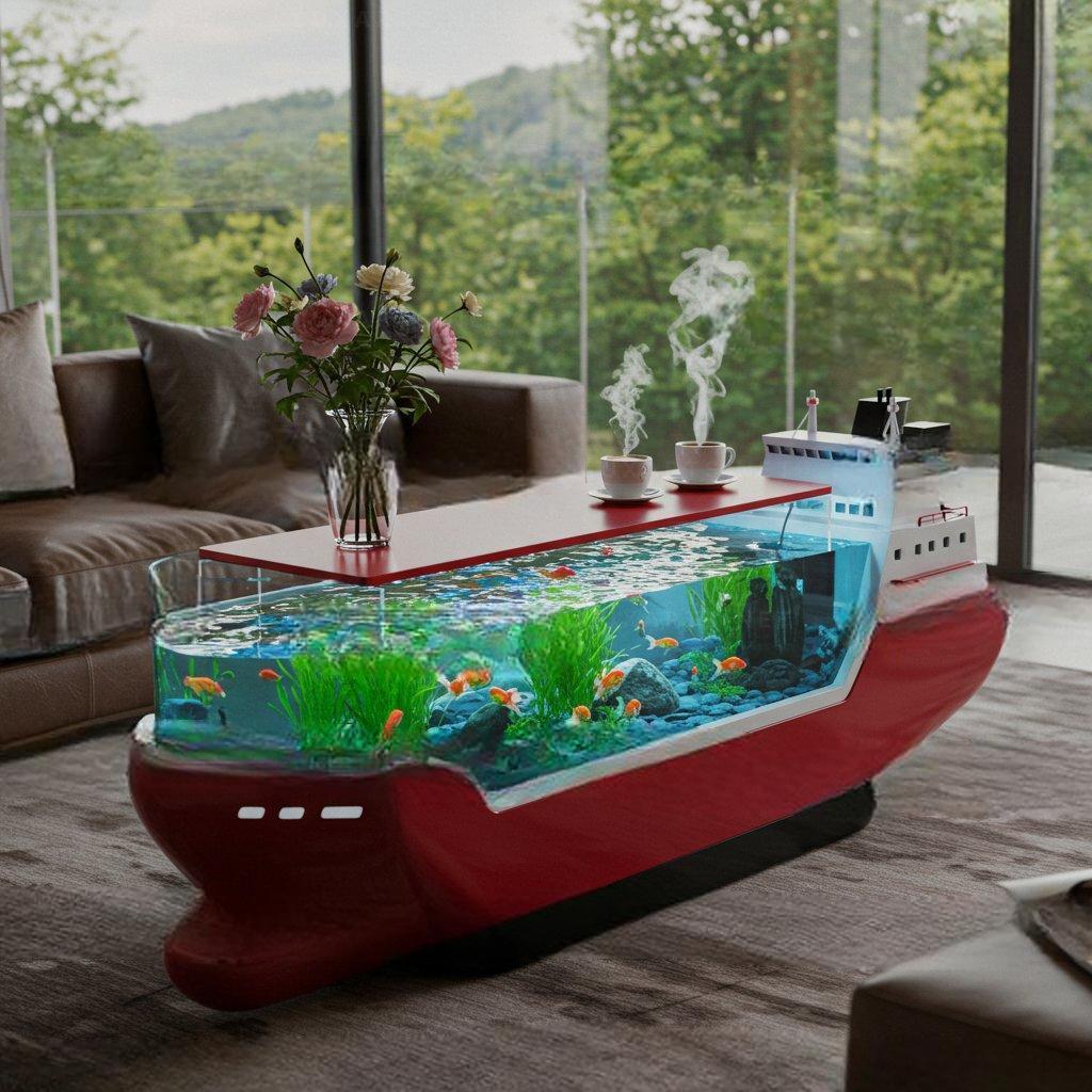 Cargo Ship Aquarium Coffee Tables-US