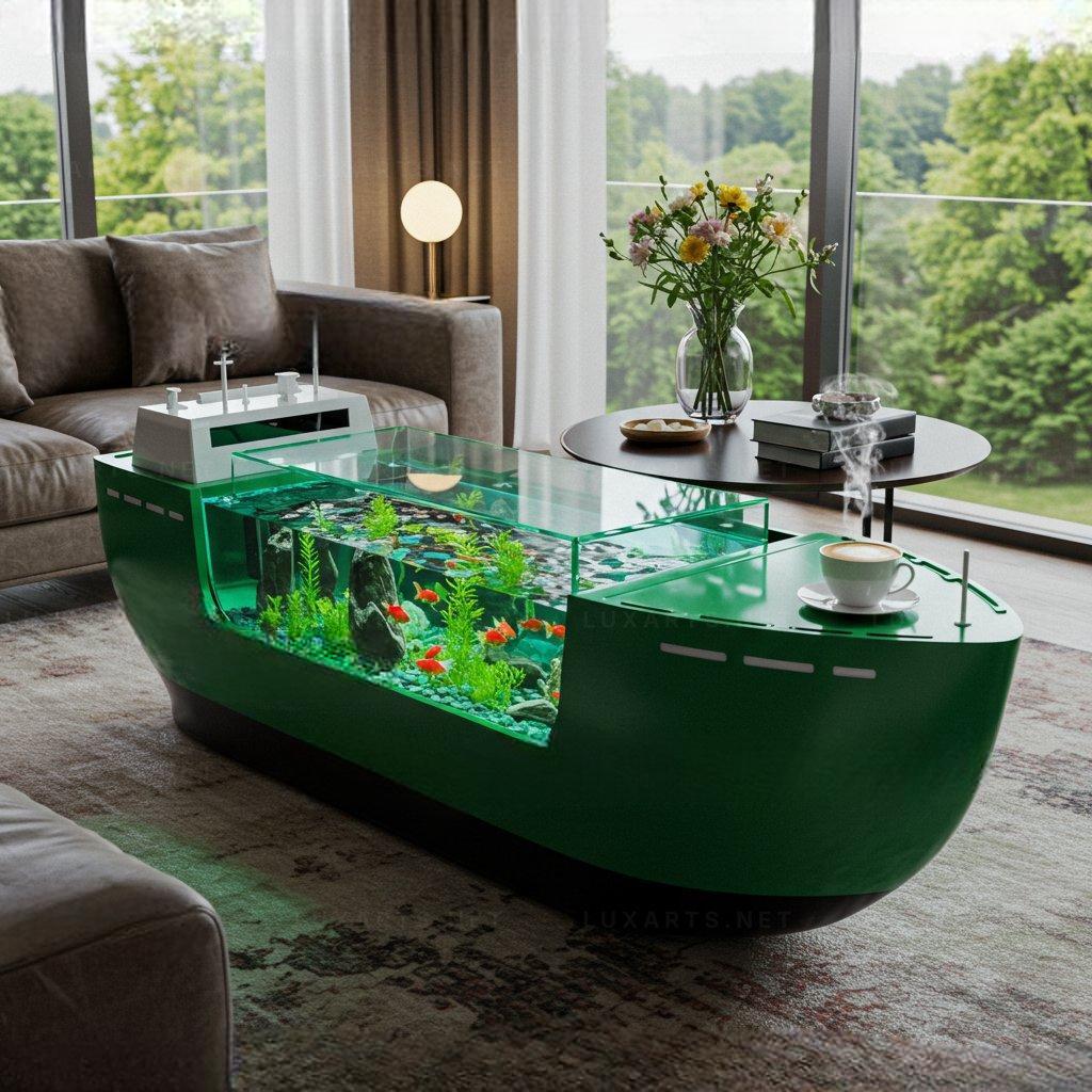 Cargo Ship Aquarium Coffee Tables-US
