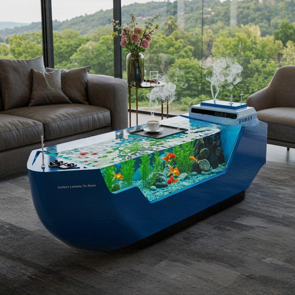Cargo Ship Aquarium Coffee Tables-US